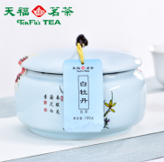 天福茗茶珍藏白牡丹白茶茶叶瓷罐礼盒装500g